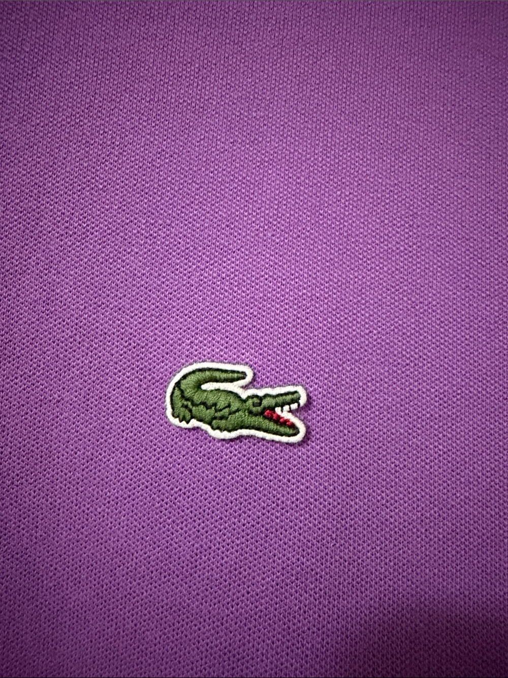 Lacoste Purple Polo with Black & White Sleeve Stripes - Picture 3 of 6